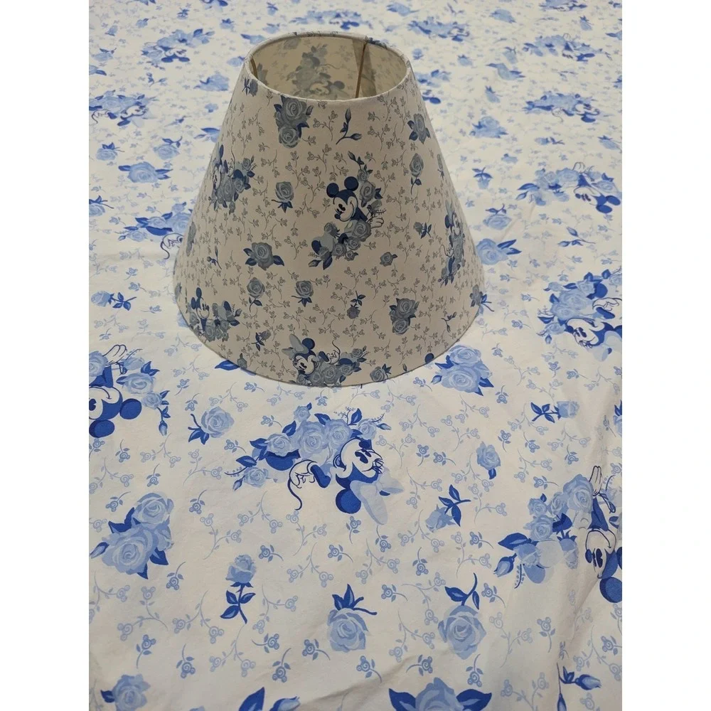 VTG Disney Mickey Mouse Blue‎ Floral Rose Comforter Portugal Cotton Cottagecore